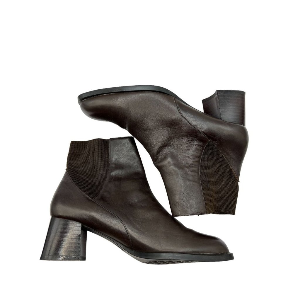 Aerosole Brown Leather Boots Stretch Fabric Women Size 6 B